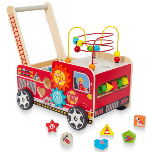 KIDS TOYLAND wooden baby walker with bead maze supports early steps and exploration.