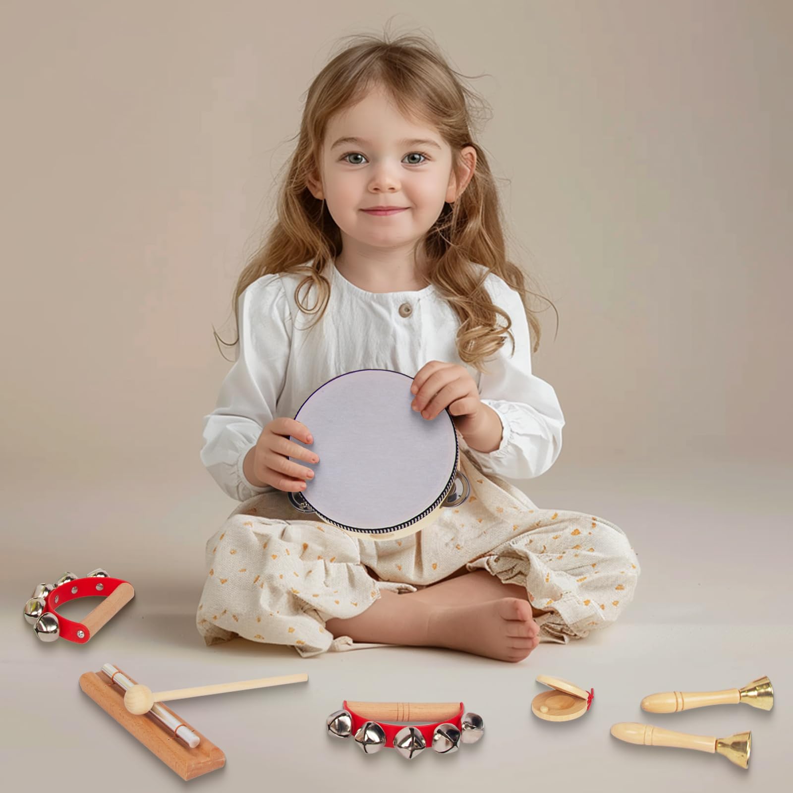 KIDS TOYLAND wooden drum supports early rhythm and motor coordination.