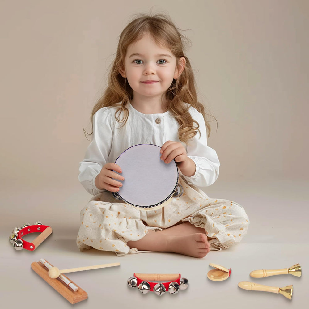 KIDS TOYLAND wooden drum supports early rhythm and motor coordination.