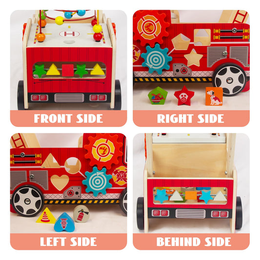 KIDS TOYLAND wooden push toy with colorful patterns encourages curious play.