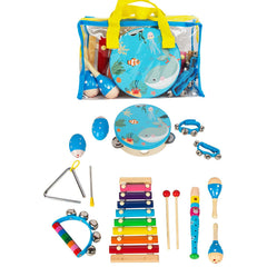 KIDS TOYLAND wooden rattle instruments promote sensory development and coordination.