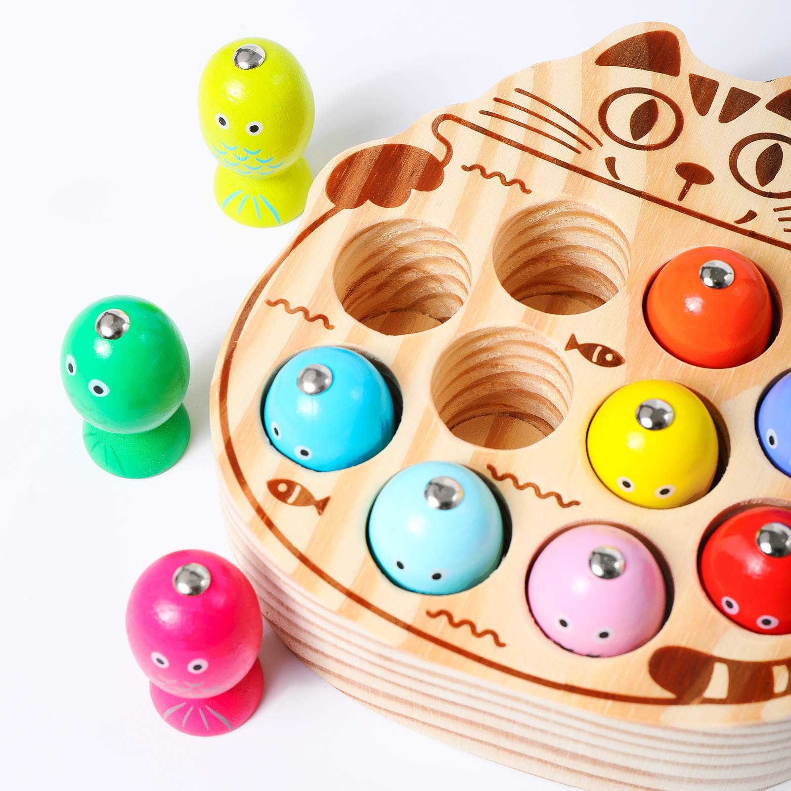 Kidus two wooden magnetic poles enable easy casting and hand-eye coordination