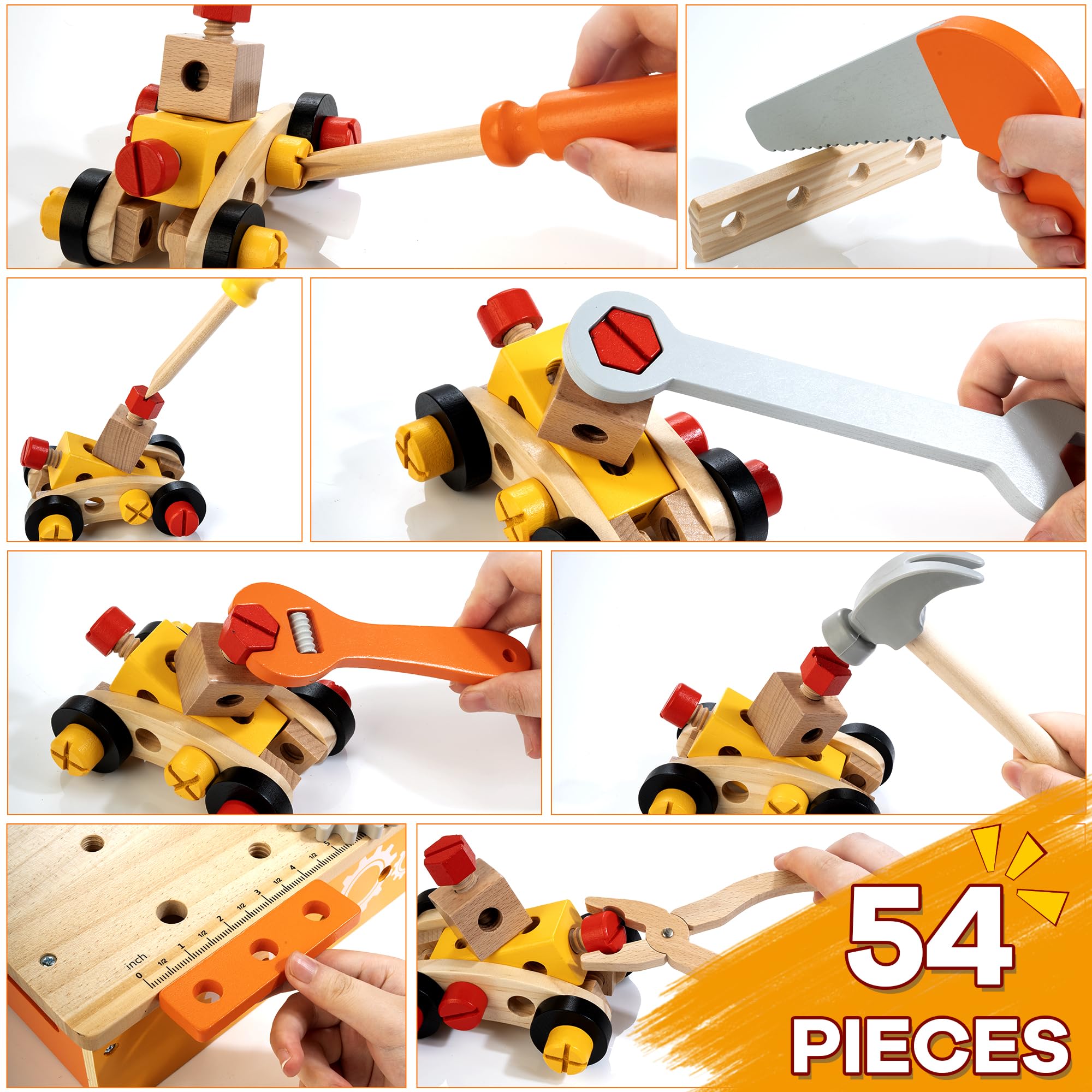 KIDWILL 54pc accessories spread for imaginative, screen-free construction and pretend play