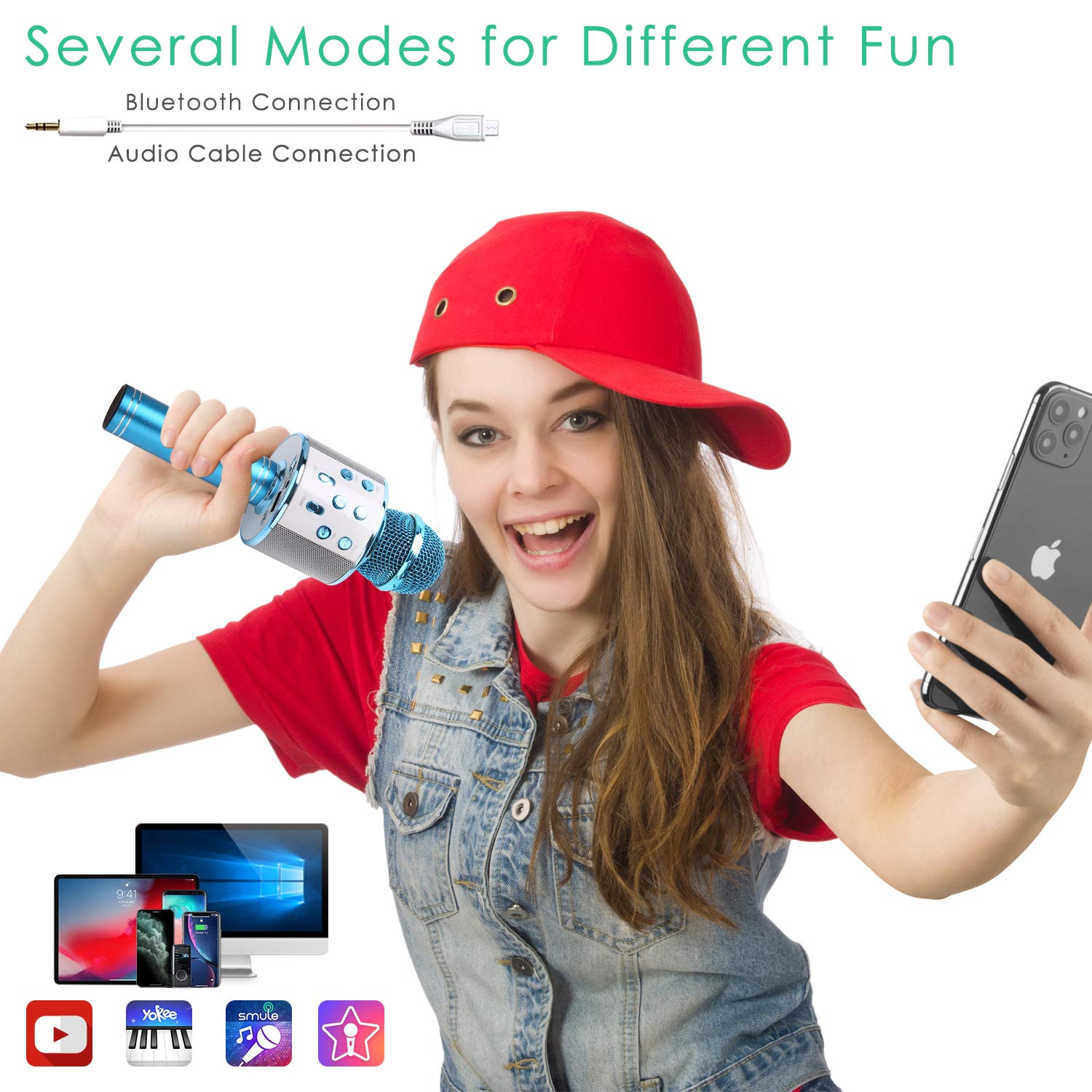 KIDWILL 858-Blue back ports highlight Bluetooth, USB, and AUX connectivity.