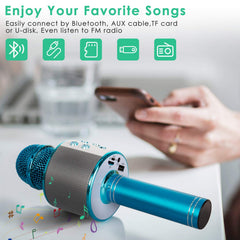KIDWILL 858-Blue built-in dual speakers deliver 360-degree sound for group singing.