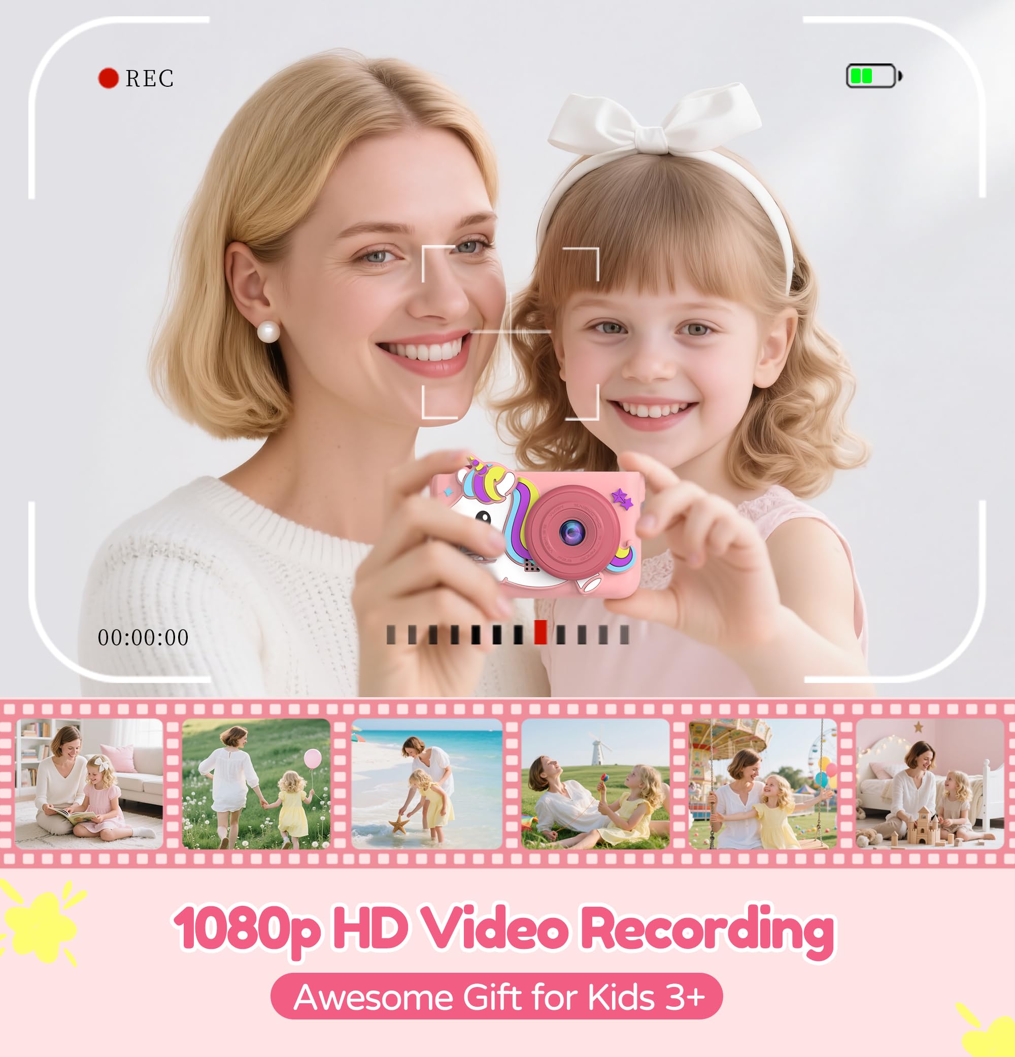 KIDWILL front-rear lens switch supports versatile photo and video capture