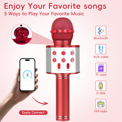 Close-up of controls on KidWill red karaoke mic for quick remix