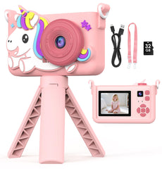 KIDWILL kids camera with tripod and 32GB card enables stable outdoor shots