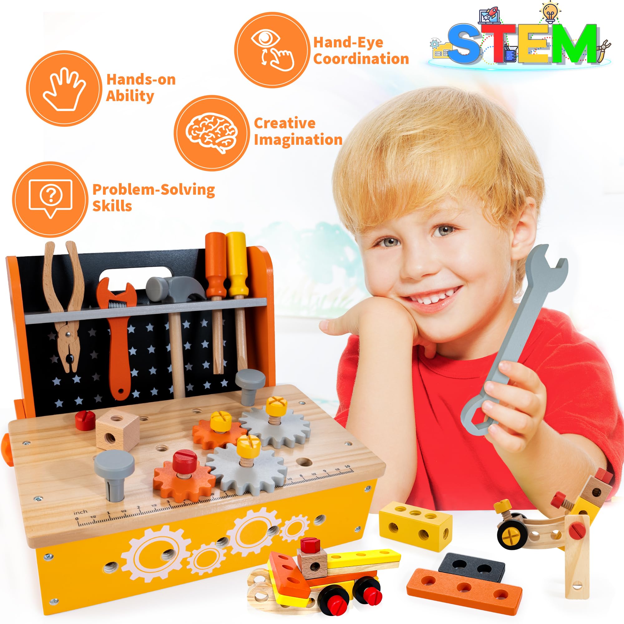 KIDWILL STEM construction play demonstrates building possibilities with interchangeable blocks