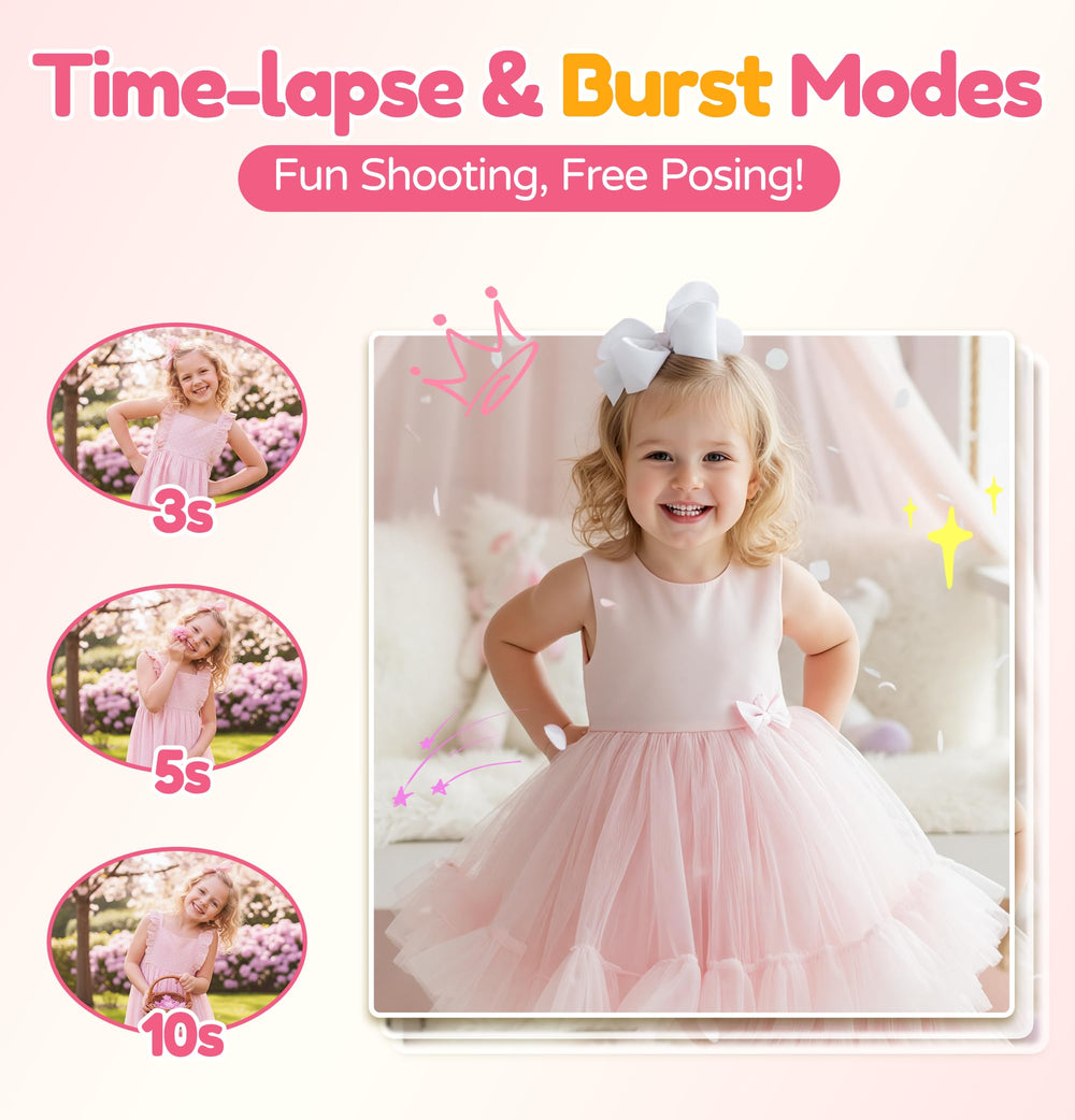 KIDWILL time lapse and burst modes with creative filters enhance playful creativity
