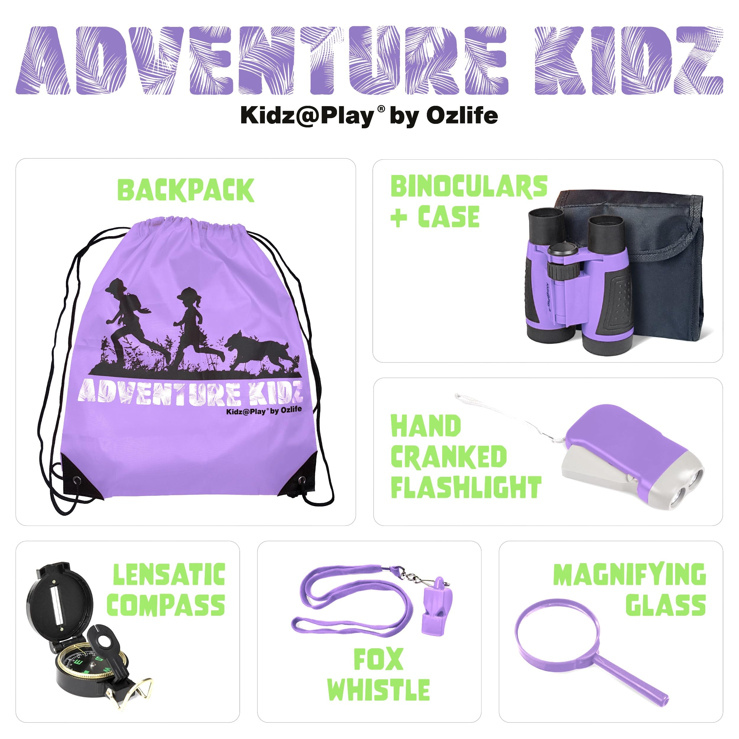 Kidz@Play Adventure Kidz Kit binoculars with case for clear viewing during birdwatching.