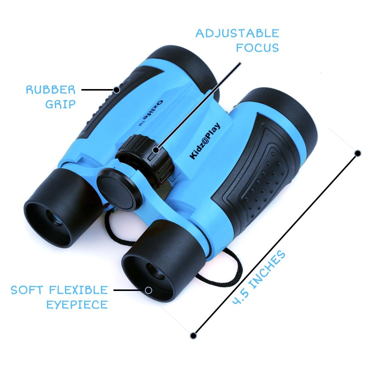Kidz@Play Adventure Kit protective soft case keeps binoculars safe on trips.