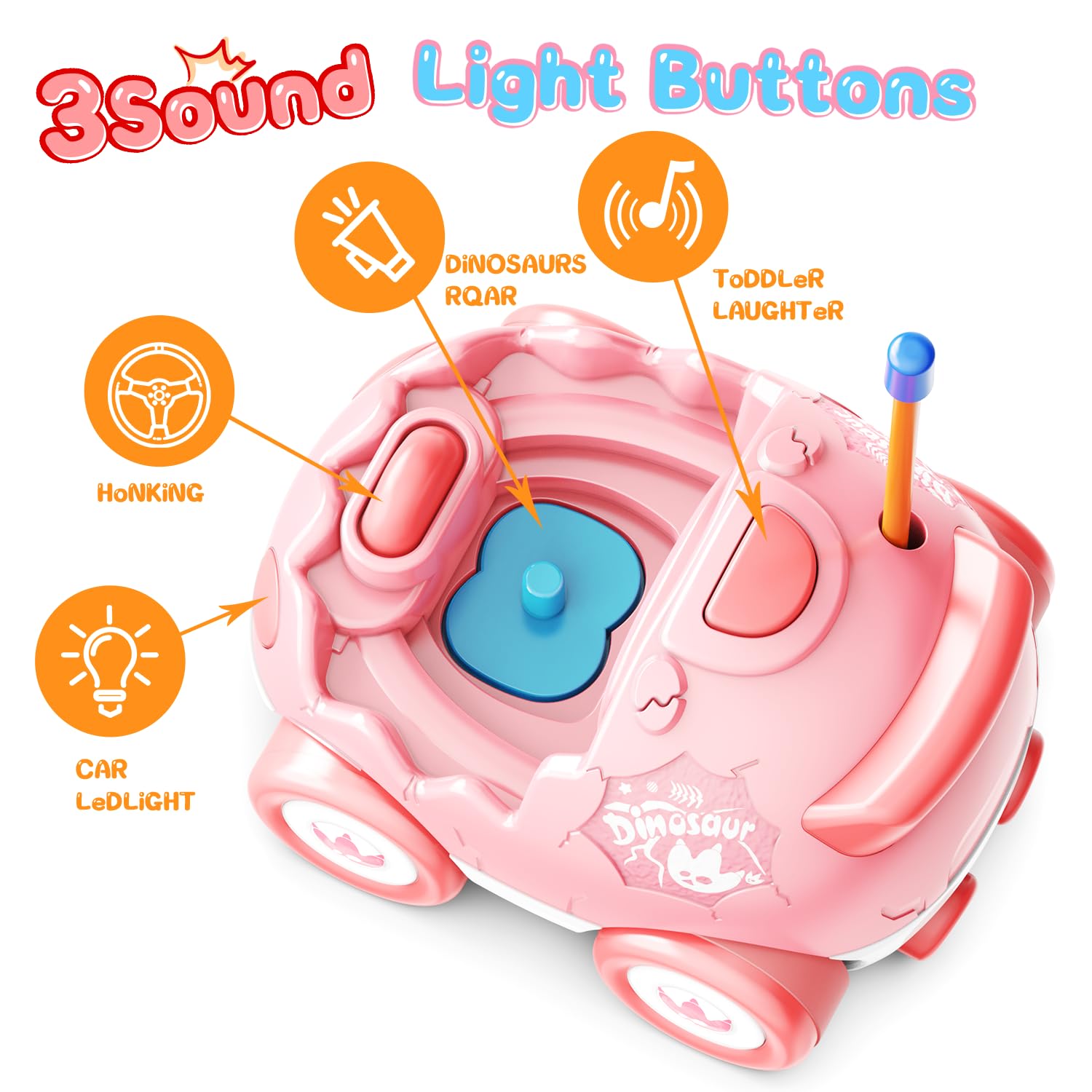 Kidz do interchangeable pink dinosaur figures add play options.