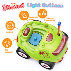 Kidz do two egg-shaped RC cars with dinosaurs showcases interchangeable figures.