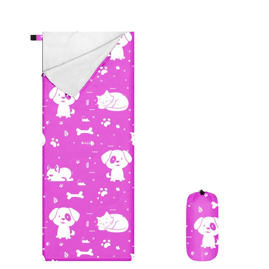 KidzAdventure Ultralight 3-Season Sleeping Bag for kids in pink Best Friends design.