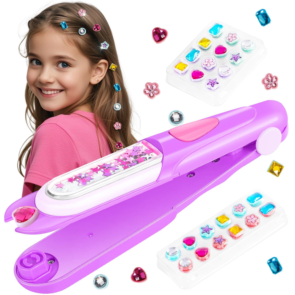 kidzkube hair gem stamper tool with reusable diamonds for easy at home sparkle
