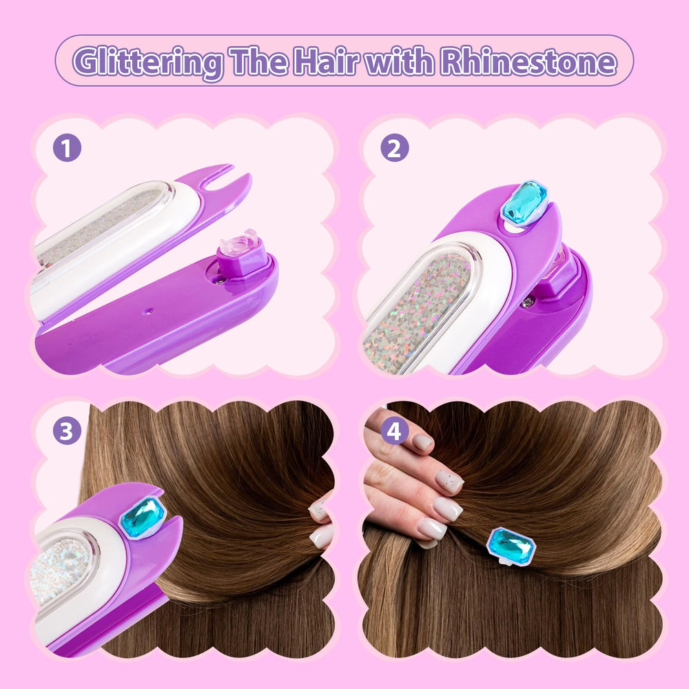 kidzkube reusable diamonds for hair with stamper in purple ideal for creative looks