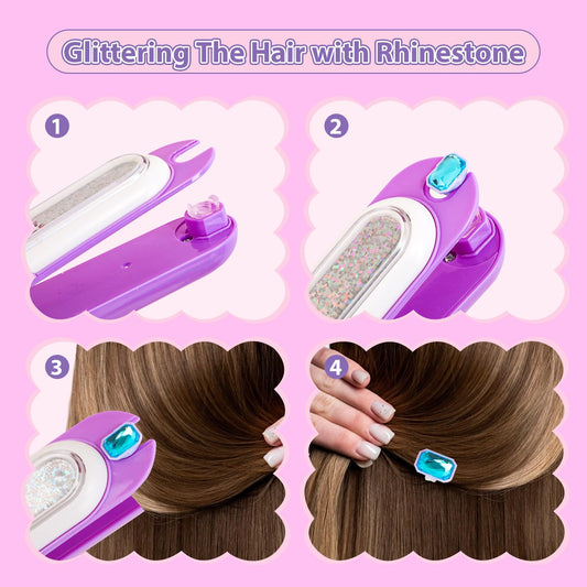 kidzkube reusable diamonds for hair with stamper in purple ideal for creative looks