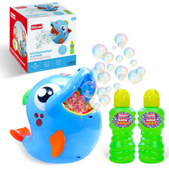 Kidzlane Bubble Dolphin front view showcasing large bubbles for outdoor play