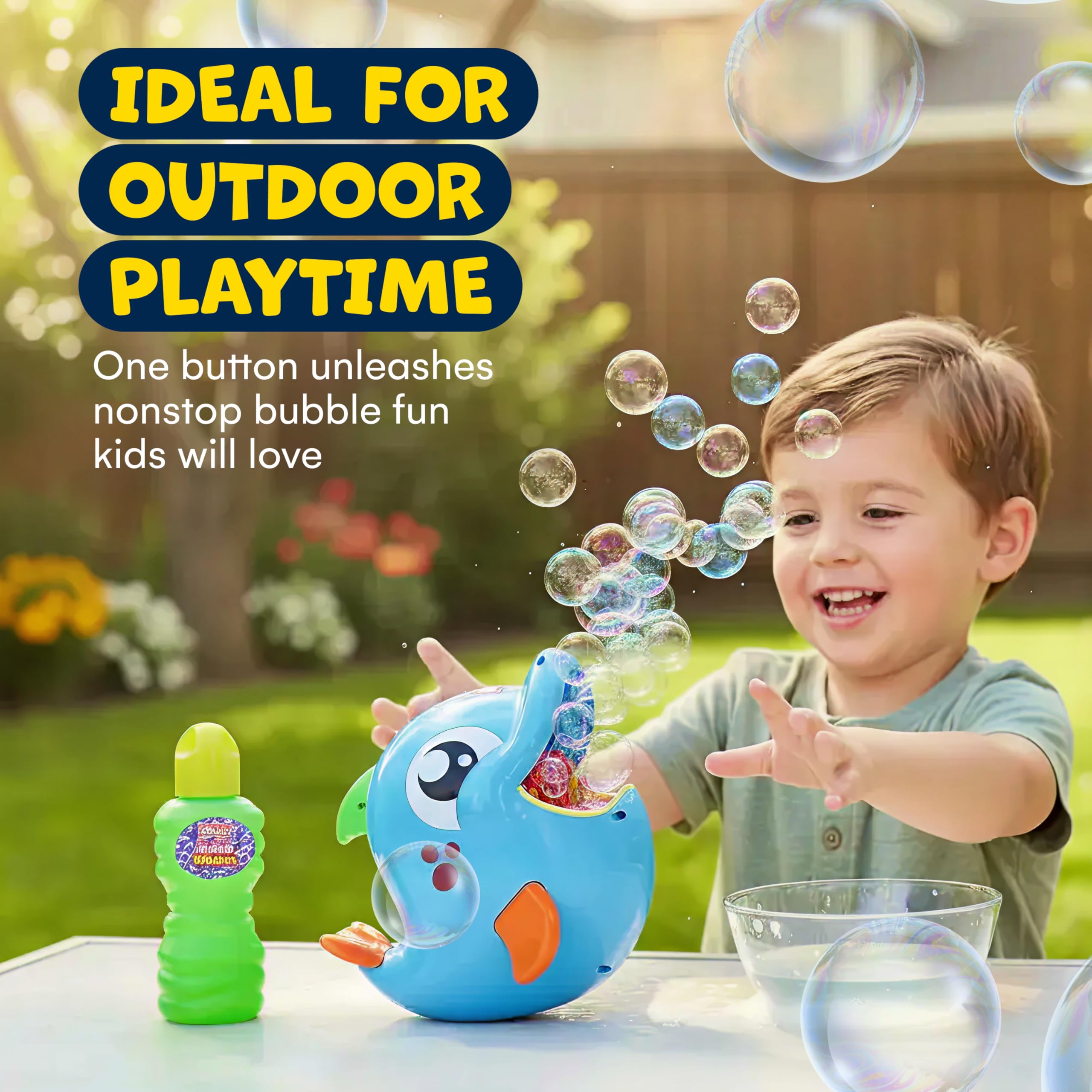 Kidzlane Bubble Dolphin quiet motor enables uninterrupted bubble moments
