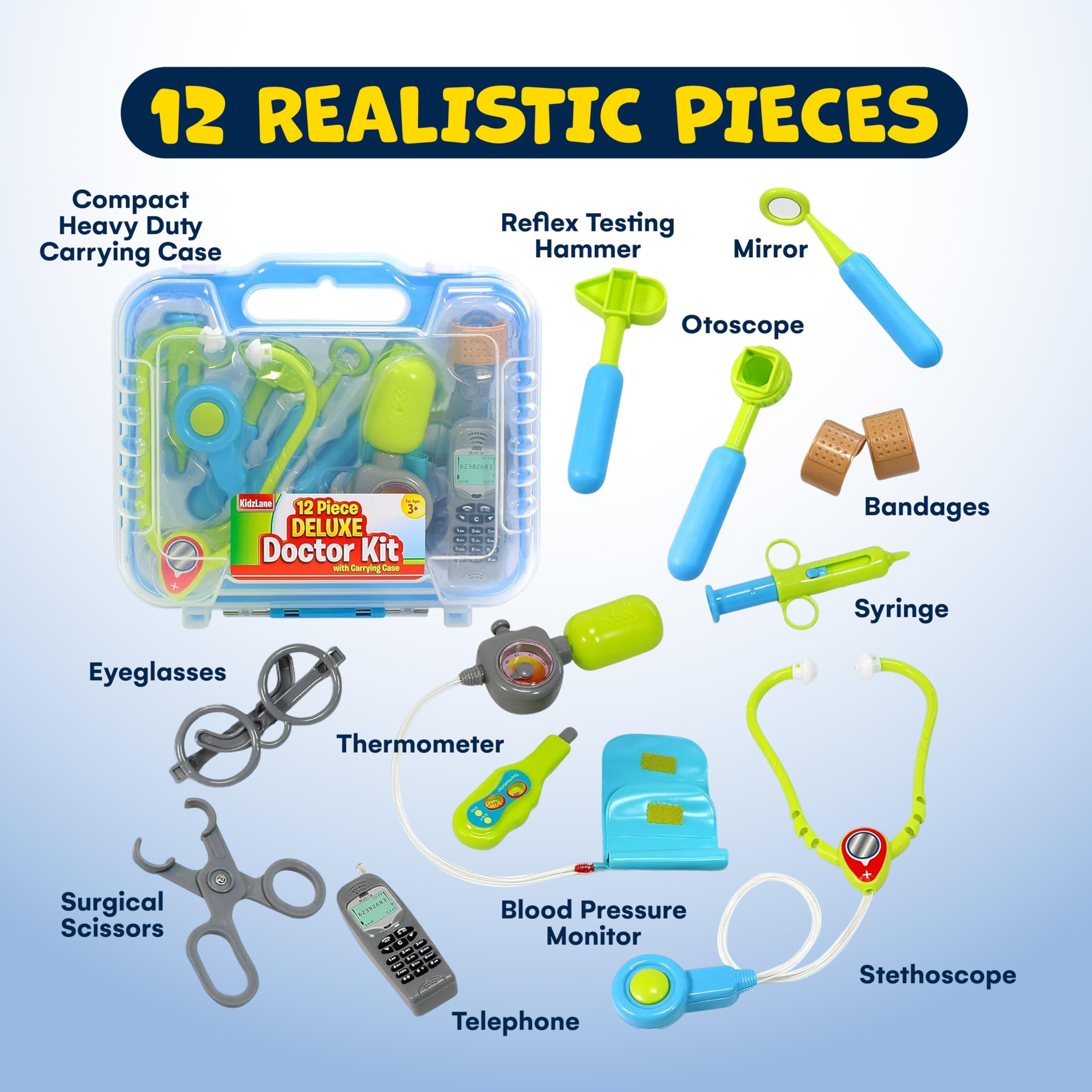 Kidzlane Doctor Kit carrying case keeps tools organized for tidy playtime