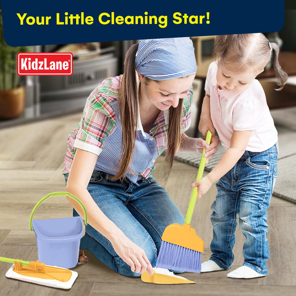 Kidzlane dustpan helps tidying up pretend rooms and fine motor control.