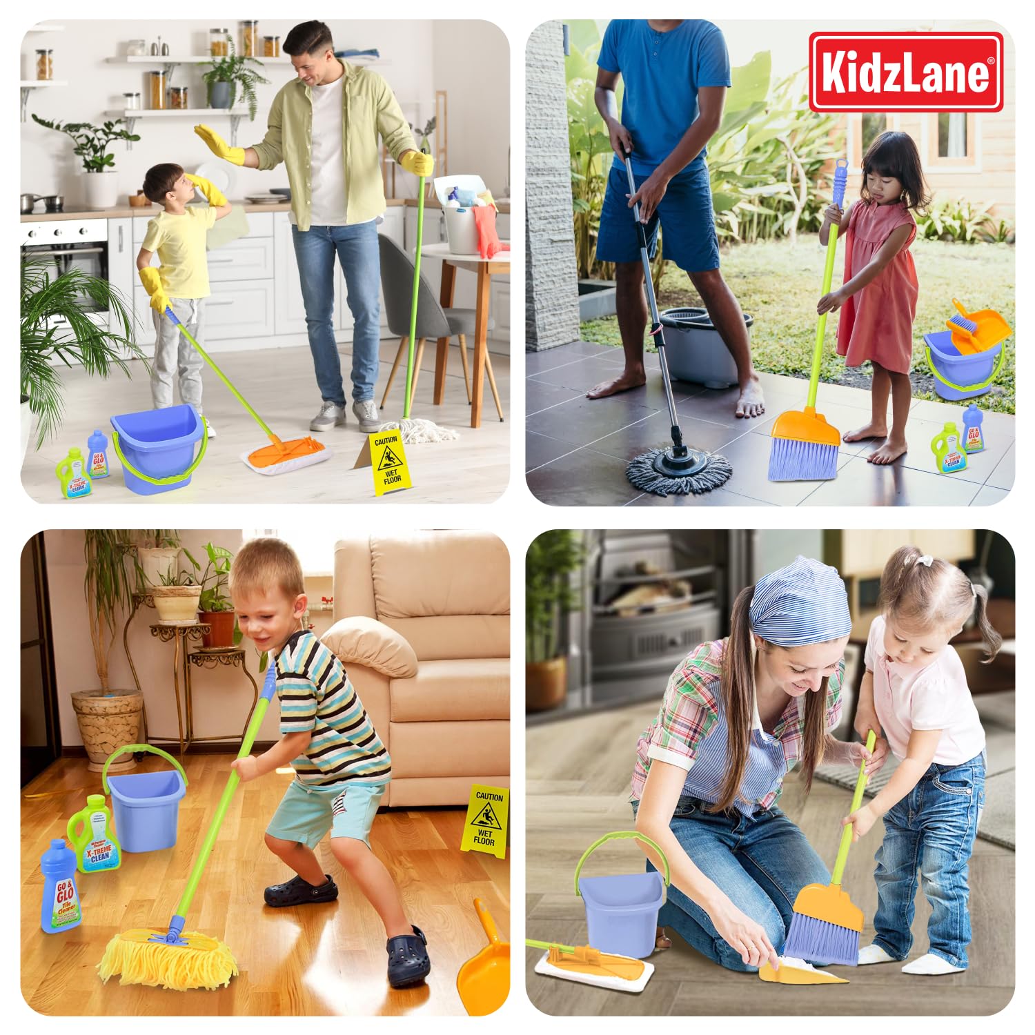 Kidzlane educational cleaning toy kit fosters early responsibility through role play.
