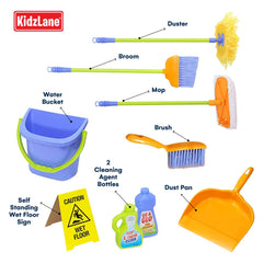 Kidzlane pretend play cleaning set encourages cooperative play and shared chores.
