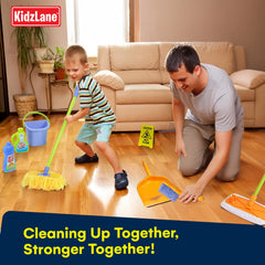 Kidzlane wet floor sign teaches safety cues in pretend cleaning activities.
