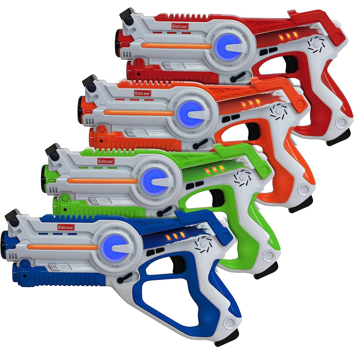 Kidzlane laser tag green gun front view for team play indoors.