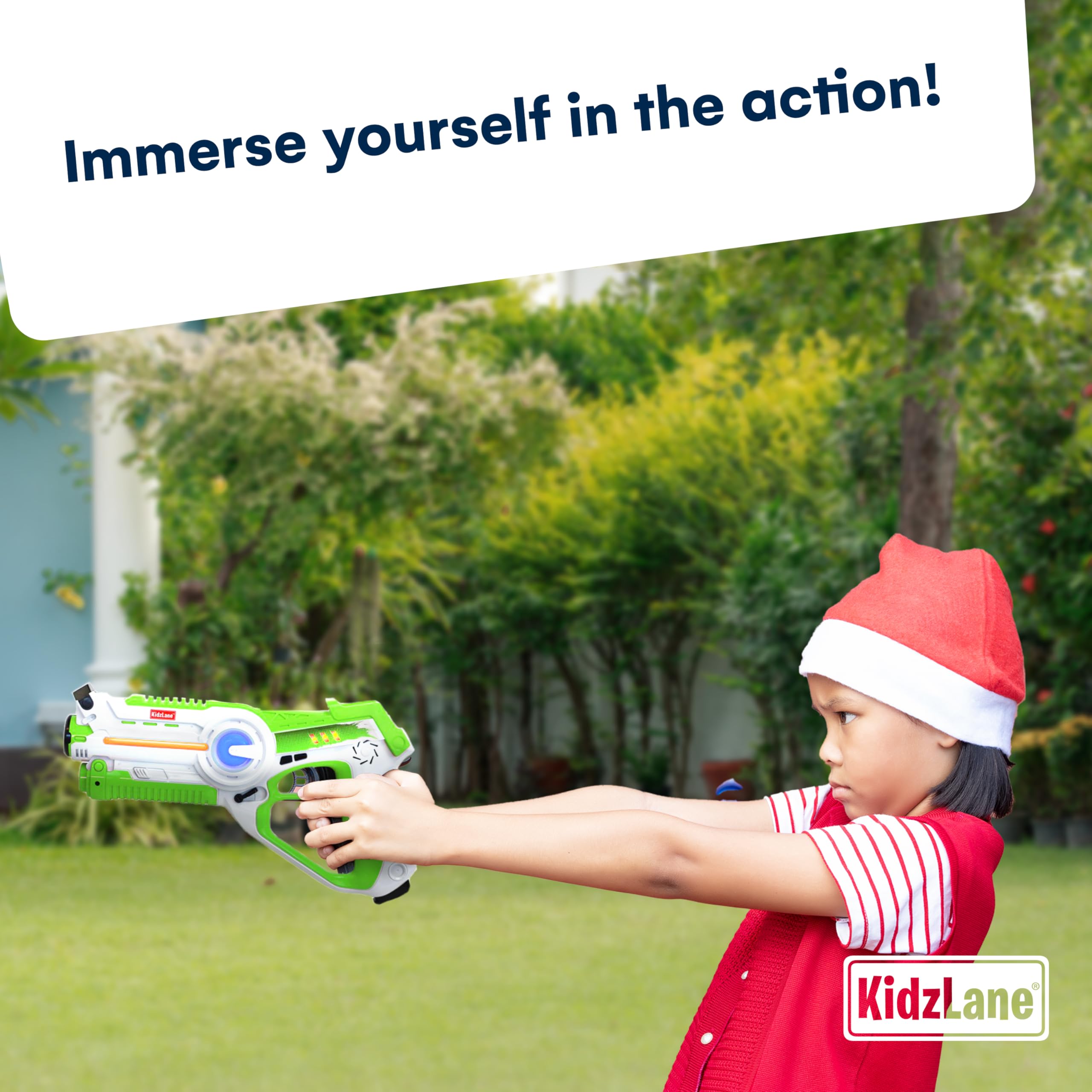Kidzlane laser tag indoor-outdoor setup shows versatility.