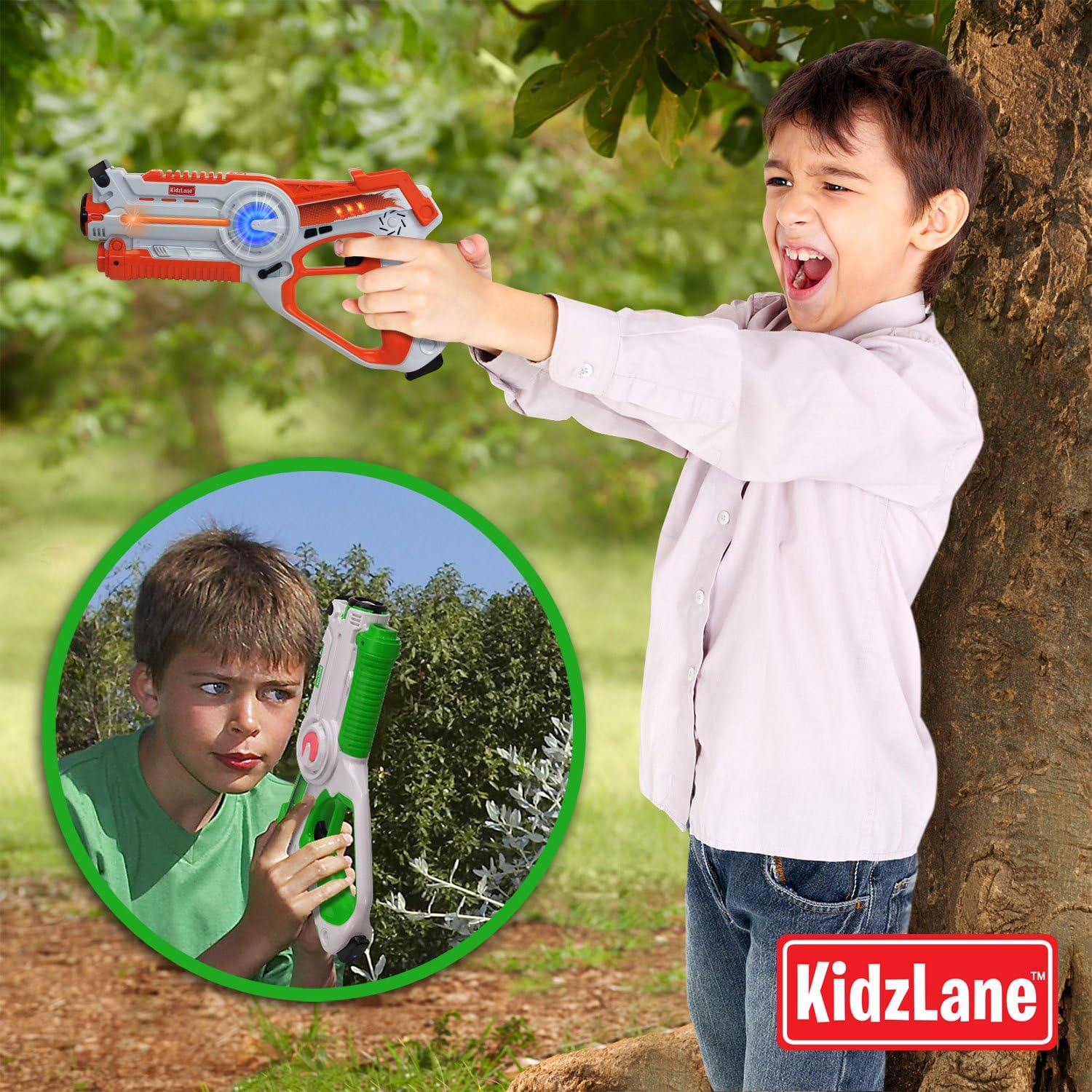 Kidzlane laser tag red gun front view for fast-paced battles.