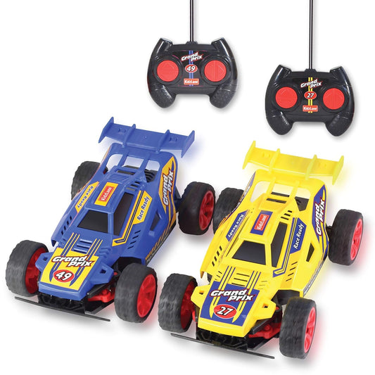 Kidzlane RC cars duo front view ready to race indoors or outdoors