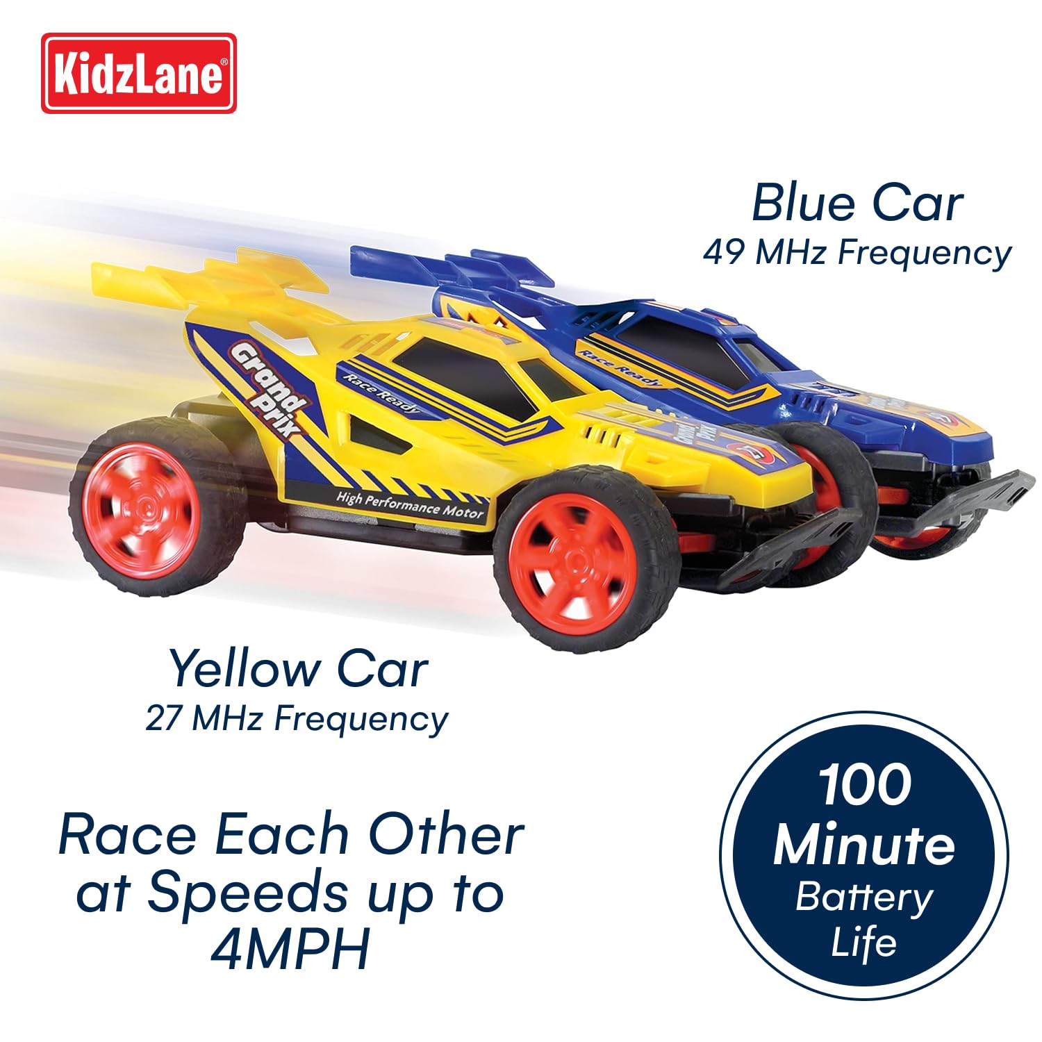 Kidzlane RC cars two-player frequencies enable simultaneous play