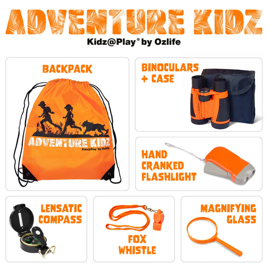 Kidz@Play binoculars with 5x30 magnification for close-up nature viewing.
