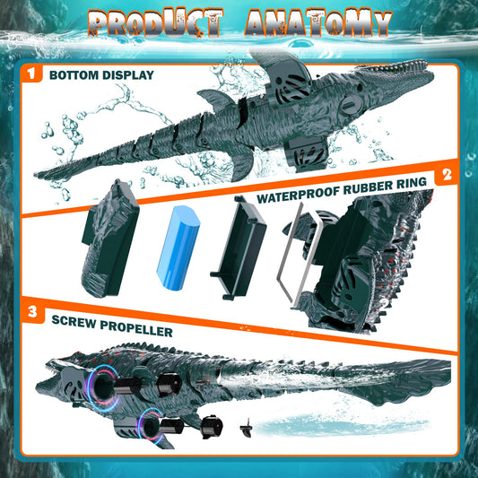 KIEAHCEY Mosasaurus tail action for dynamic water swimming play