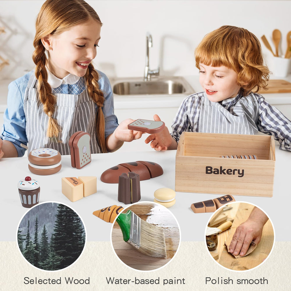 Kienvy wooden macaron piece enhances colorful bakery play and creative imagination.