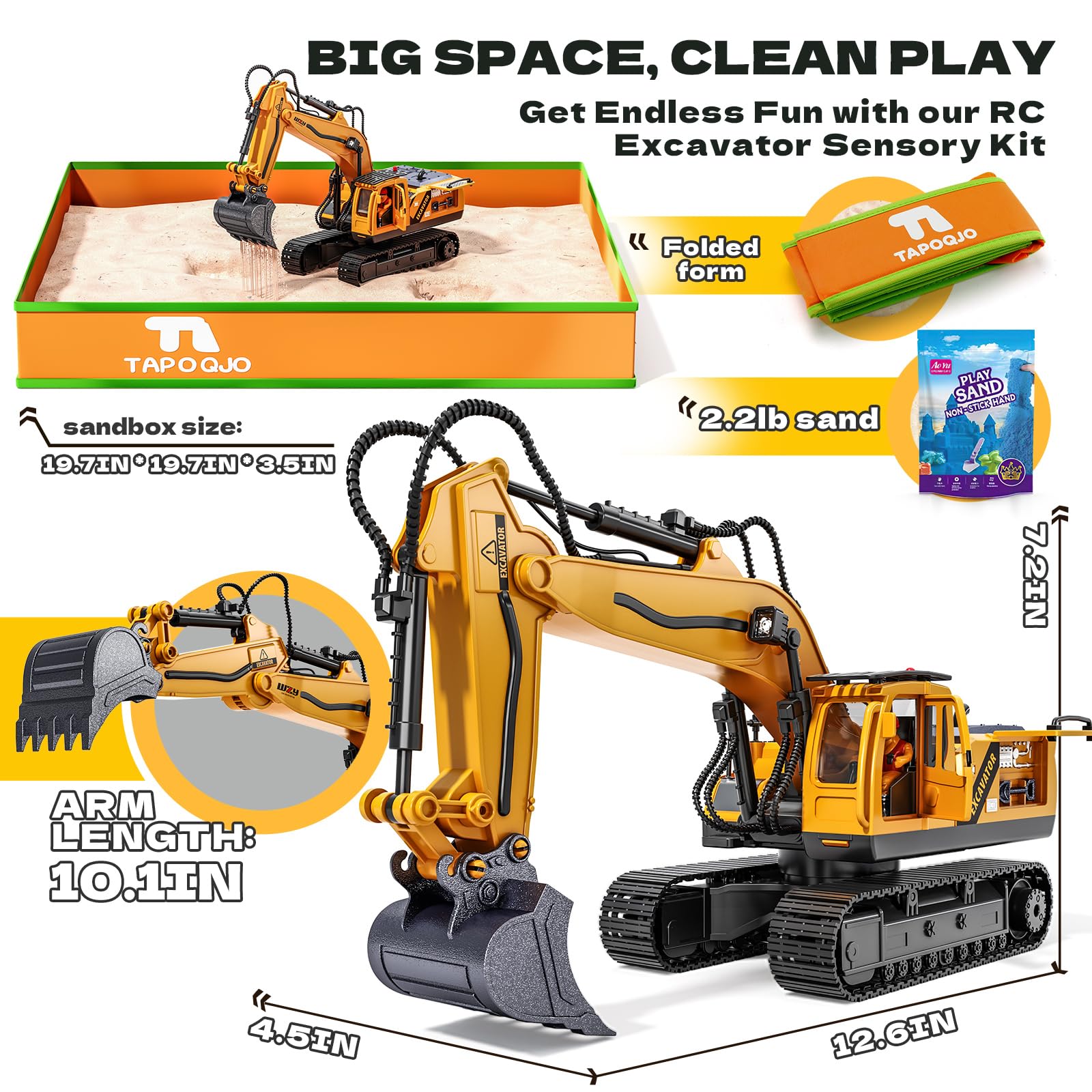 Kigwux excavator with lights and sounds for engaging indoor and outdoor play.
