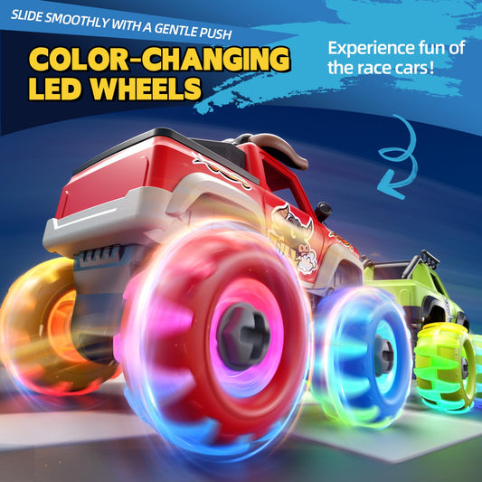 Kigwux monster trucks with glowing wheels spark visual excitement