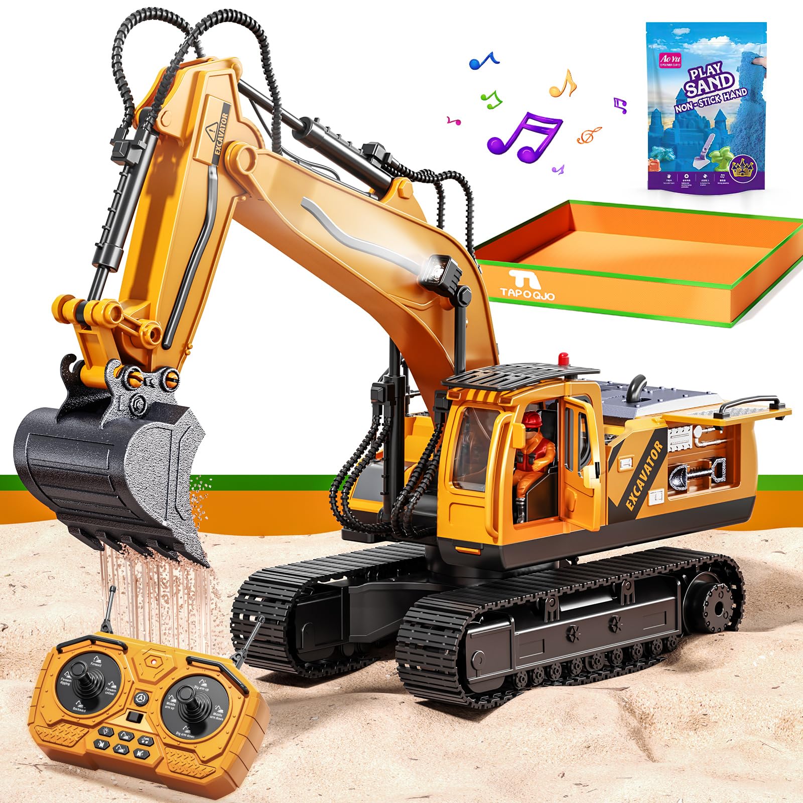 Kigwux RC excavator with 15-channel operation for realistic control.