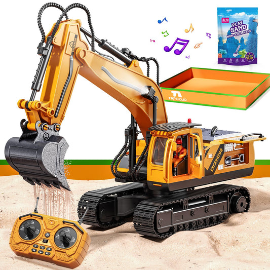 Kigwux RC excavator with 15-channel operation for realistic control.
