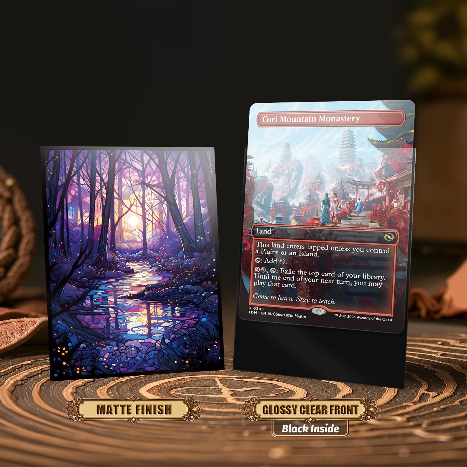 Kiiransr swamp sleeve artwork highlights fantasy art while protecting cards