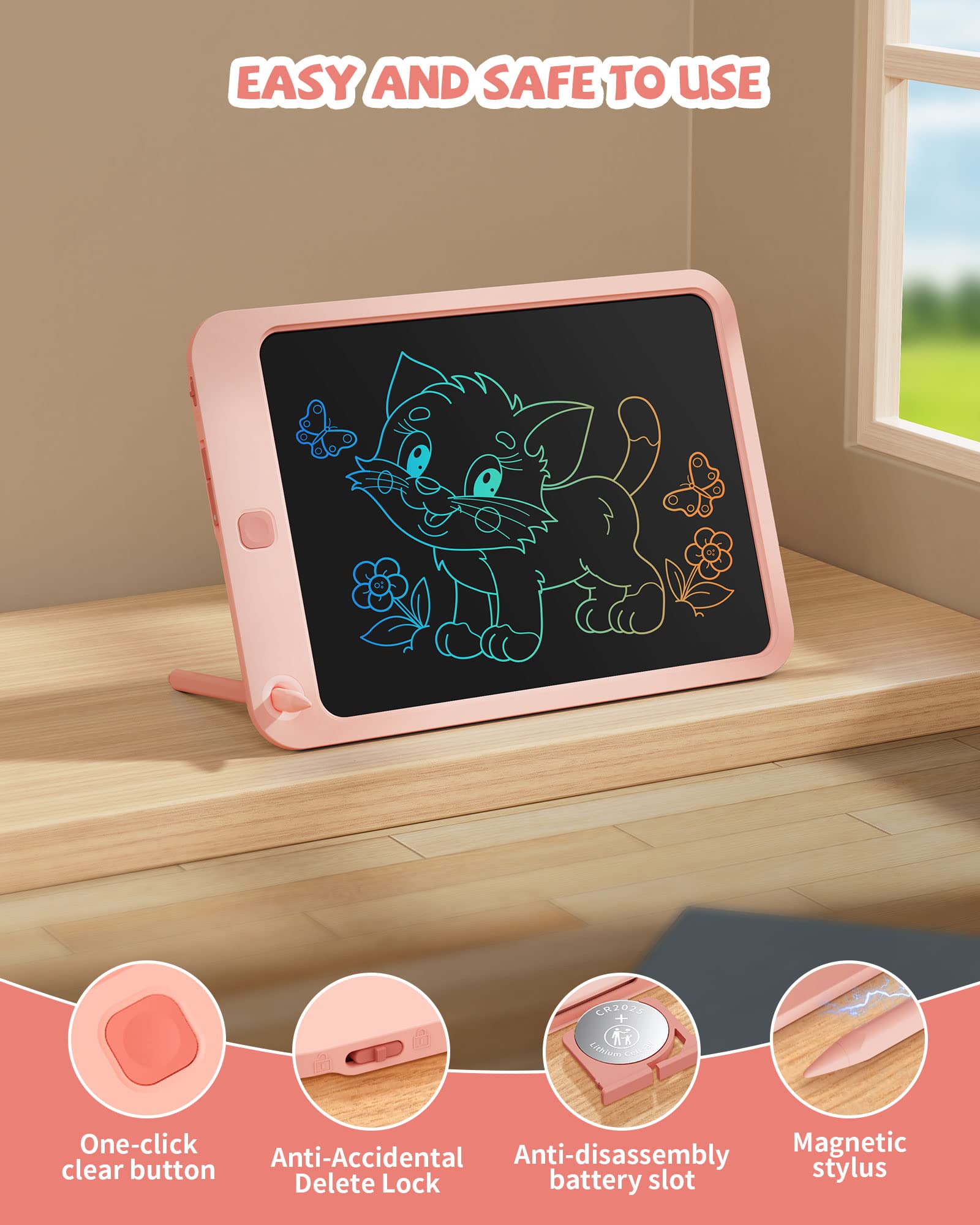 Kikapabi 10-inch ultra-thin LCD tablet, portable for travel.