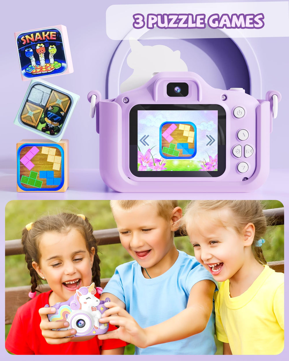 Kikapabi Kids Camera rechargeable battery powers hours of creativity.