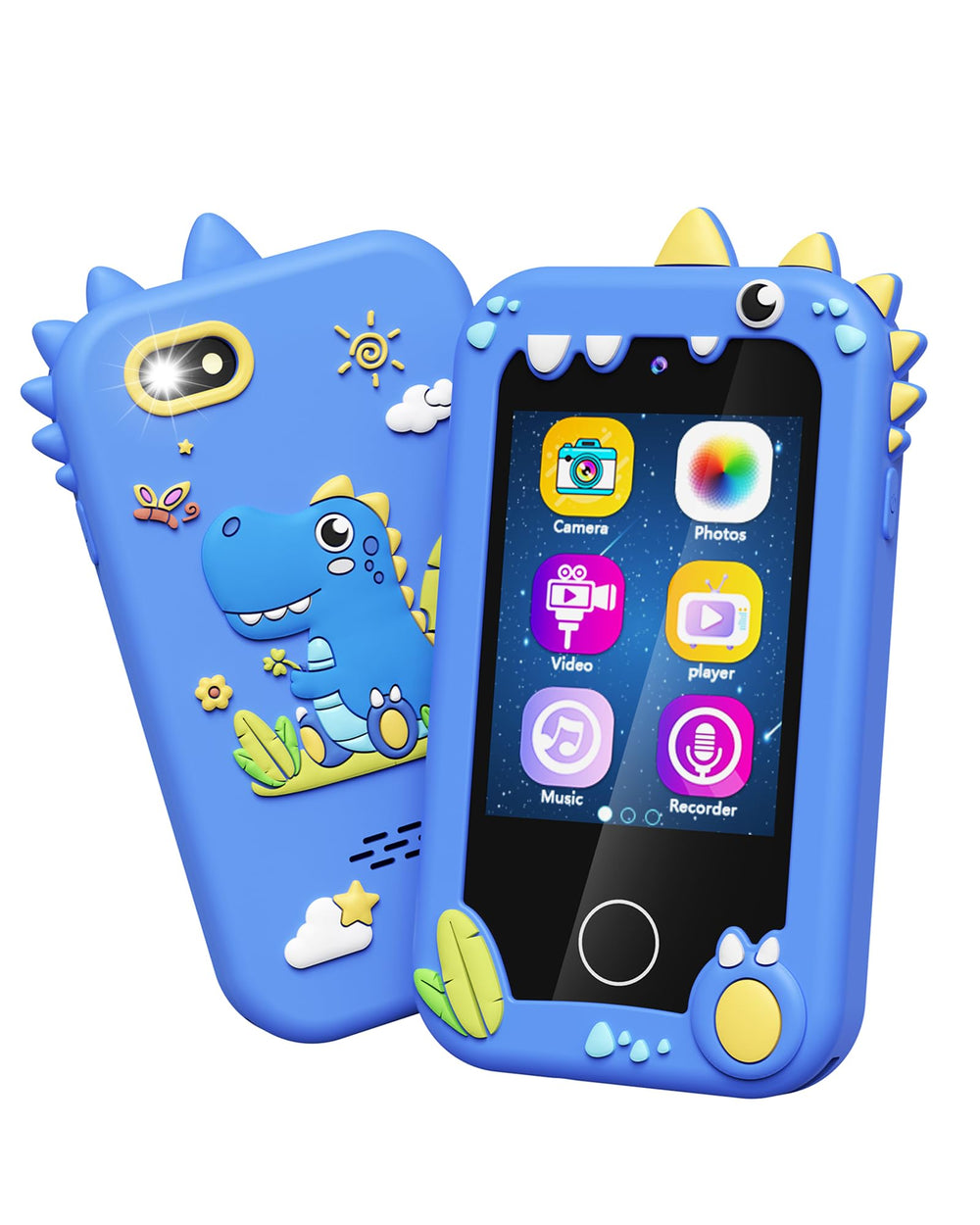 Kikapabi Kids Smart Phone blue front camera captures playful moments for beginner photographers