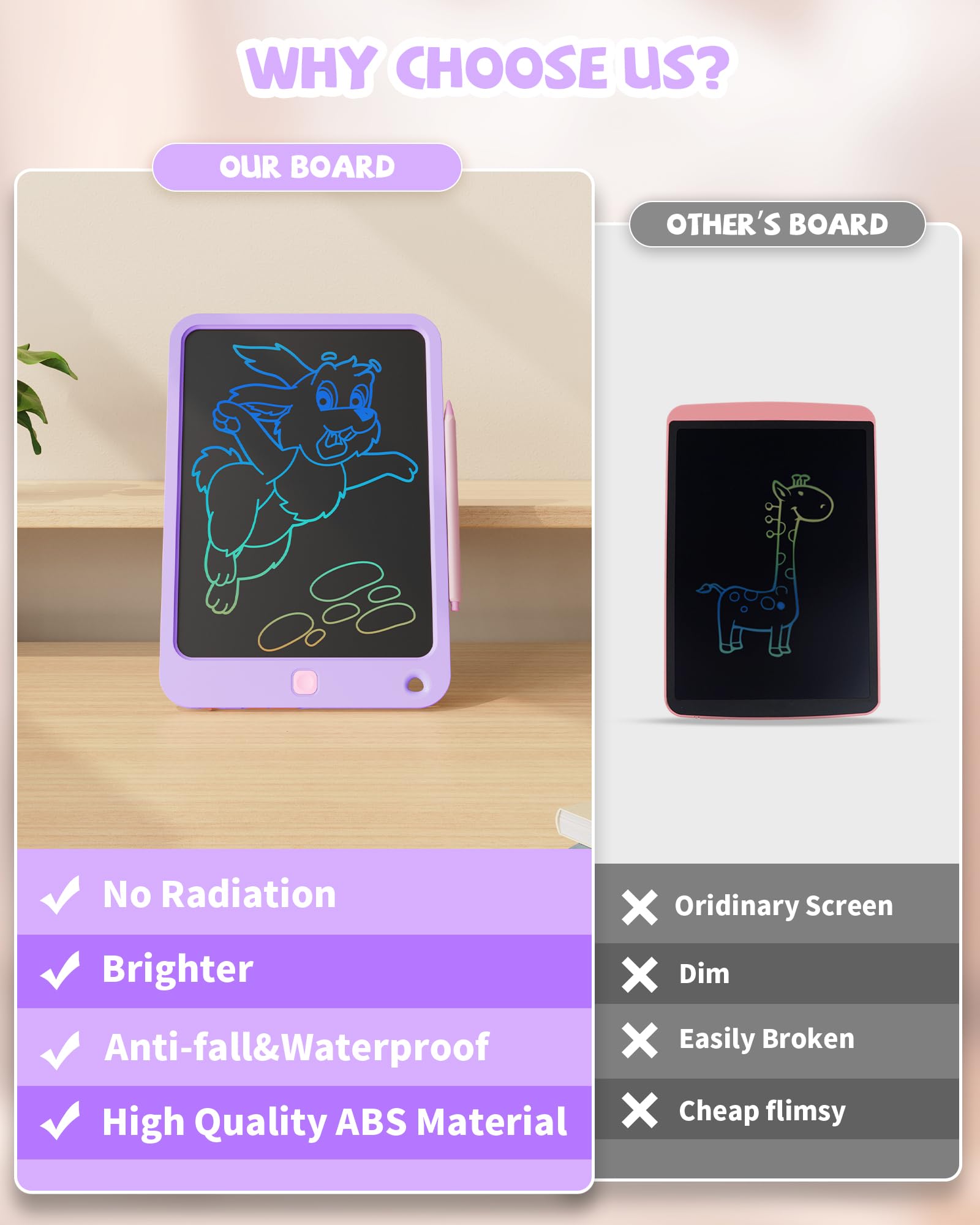 Kikapabi doodle board includes lanyard for easy carrying