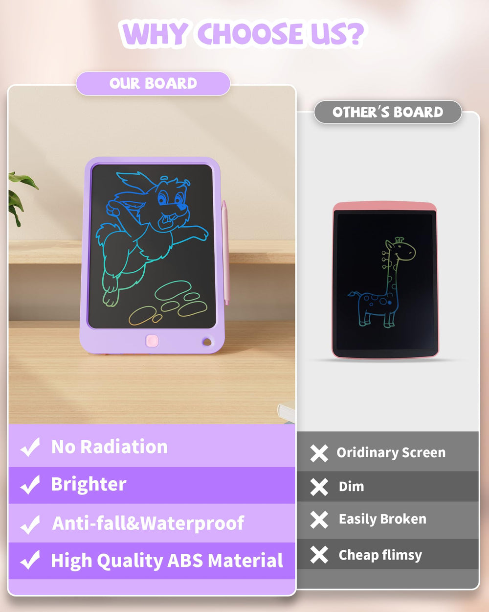 Kikapabi doodle board includes lanyard for easy carrying