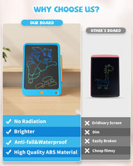 Kikapabi LCD writing tablet with magnet-stylus storage keeps drawing tools handy.