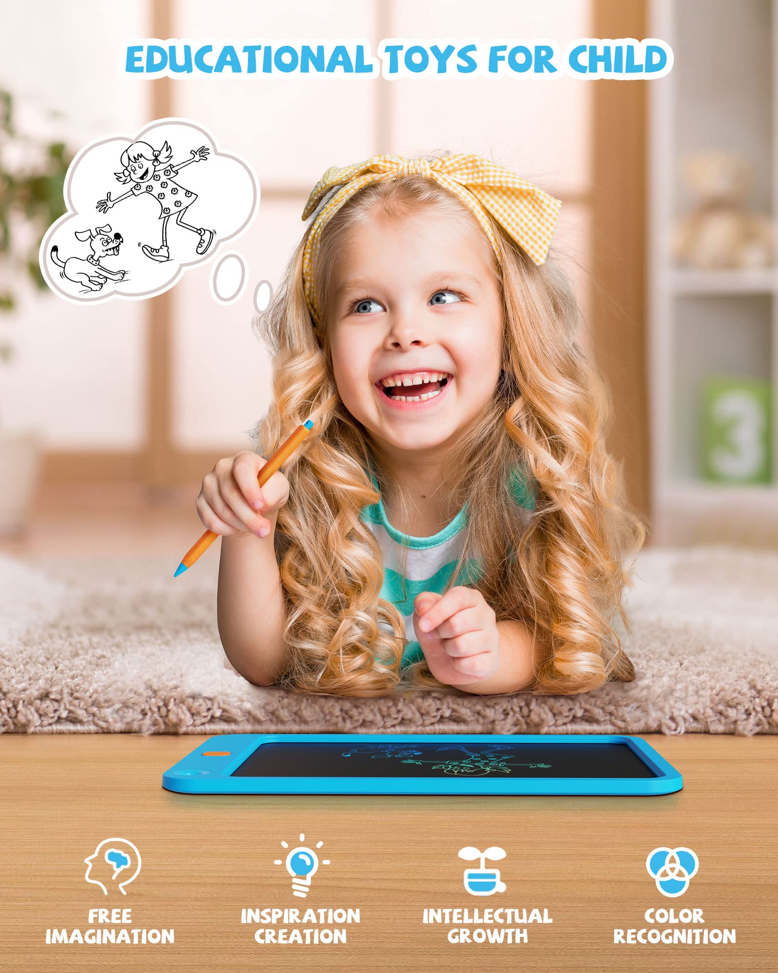 Kikapabi LCD tablet features one-click erase for quick revisions.