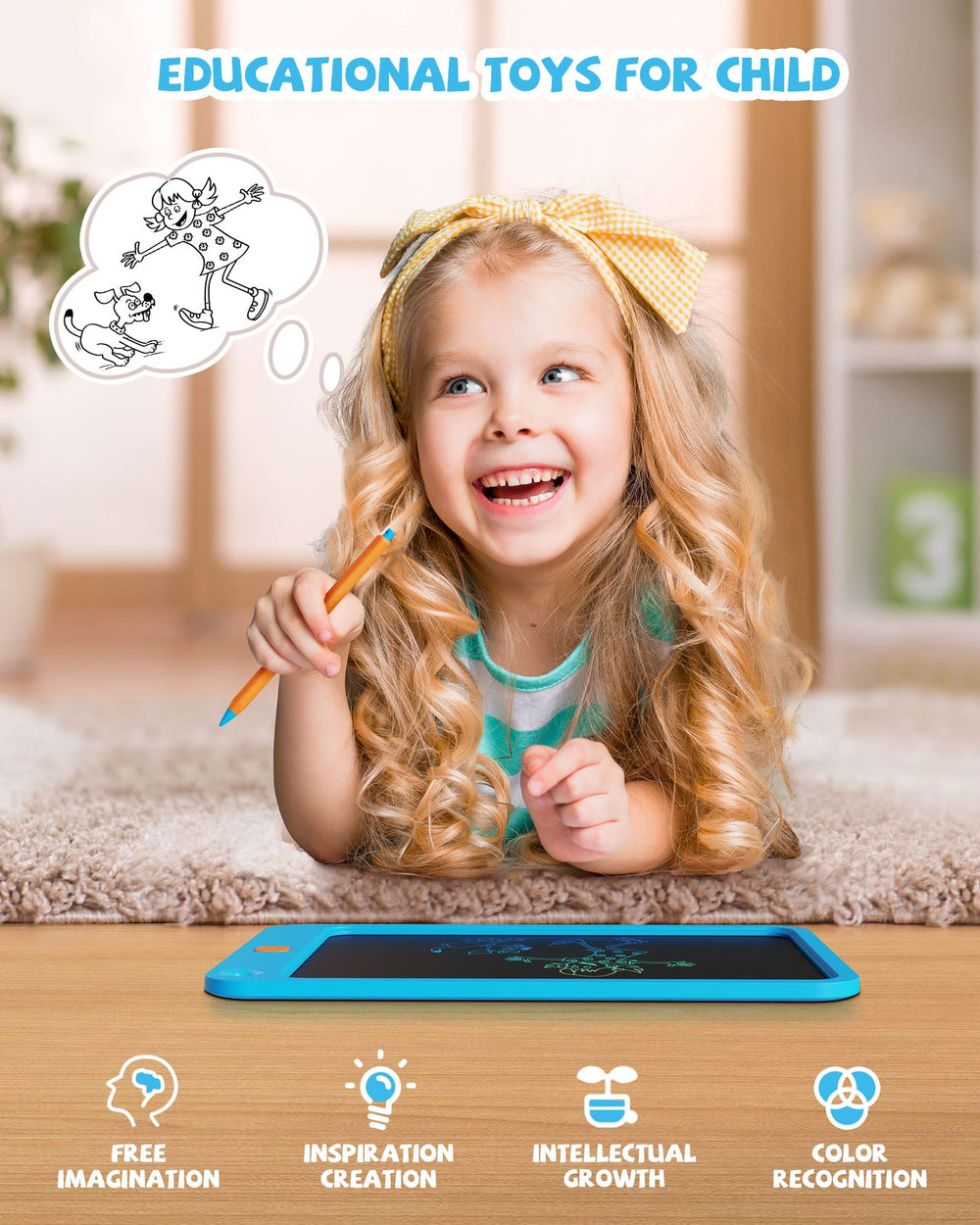 Kikapabi LCD tablet features one-click erase for quick revisions.